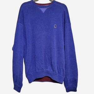 VTG Tommy Hilfiger Men's L Cotton Burgundy and Blue Sweater 90s Preppy